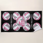 Rosa-Graumädchen Liebe Volleyball personalisiert Strandtuch (Vorderseite)