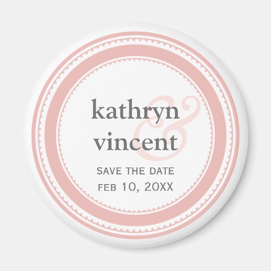 Rosa Graumedaille Ampersandkreis Save the Date Magnet (Vorne)