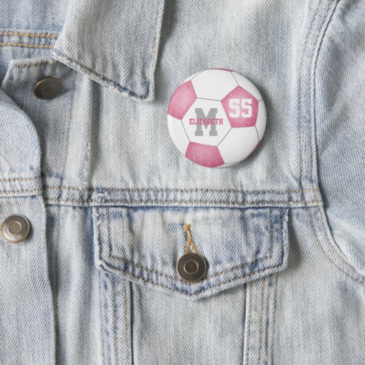 Rosa-Grausoccer personalisiert Button (Beispiel)