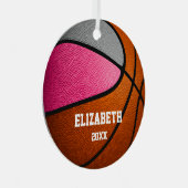 Rosa Grausportmädchen erinnern an Basketball Ornament Aus Metall (Vorderseite Rechts)