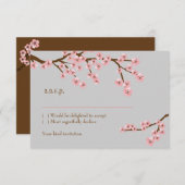 Rosa & Gray Cherry Blossom Frühjahrssonne RSVP Karte (Vorne/Hinten)