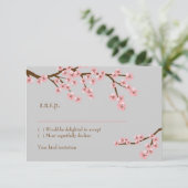 Rosa & Gray Cherry Blossom Frühjahrssonne RSVP Karte (Stehend Vorderseite)