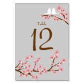 Rosa & Gray Cherry Blossom Frühjahrssonne Tischnummer (Rückseite)