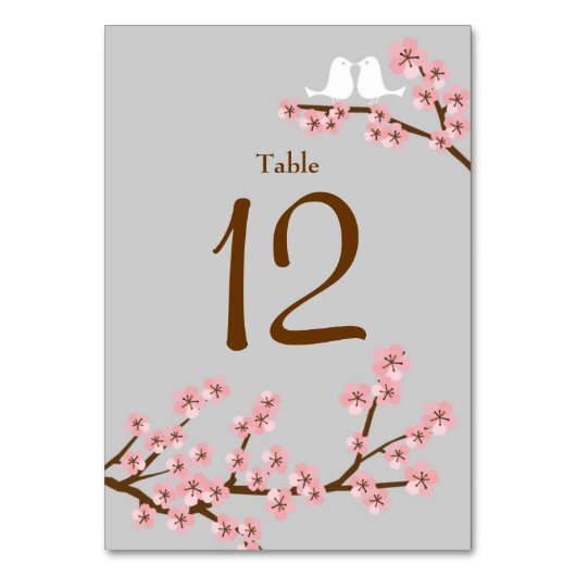 Rosa & Gray Cherry Blossom Frühjahrssonne Tischnummer (Rückseite)