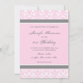 Rosa Gray Damask 21. Geburtstag Party Einladung (Rückseite)