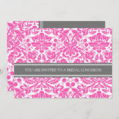 Rosa Gray Damask Bridal Mittagessen Einladung (Vorne/Hinten)