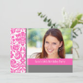 Rosa Gray Foto 18. Geburtstagsparty Einladung (Stehend Vorderseite)