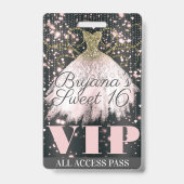 Rosa Gray Gold Sparkle Dress Sweet 16 VIP Pass Ausweis (Rückseite)