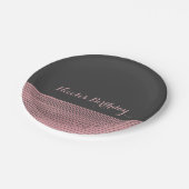 Rosa & Gray Moderne Glam Sequins Chic Elegantes Pa Pappteller (Schrägansicht)