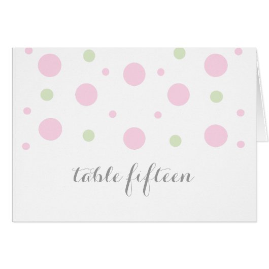 Rosa Green Confetti Tischnummer Card (Vorderseite (Horizontal))