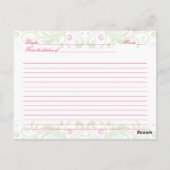 Rosa Green Floral Rezept Card für die Braut Postkarte (Rückseite)