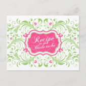 Rosa Green Floral Rezept Card für die Braut Postkarte (Vorderseite)