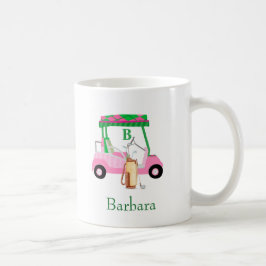 Rosa Green Fun Golf Cart mit Clubs Monogram Kaffeetasse