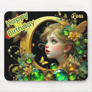ROSA ~ Green Mit Augen Fairy ~ Mousepad