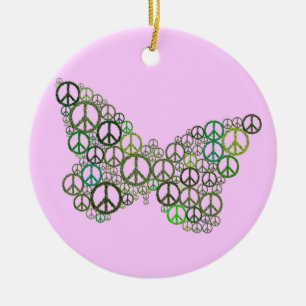 Rosa Green Peace Schmetterlingsornament Keramikornament