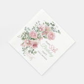Rosa Greenery Eucalyptus 55. Geburtstag Erröten Serviette (Ecke)