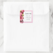 Rosa Grenz Brauthochzeit danke Quadratischer Aufkleber (Tasche)