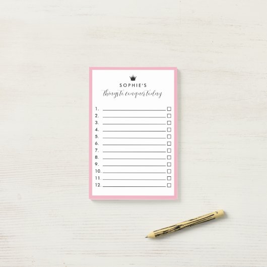 Rosa Grenz-Kronen erobern Post-it Klebezettel (Auf Schreibtisch)