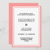 Rosa Grenze elegante moderne minimalistische Hochz Einladung (Vorne/Hinten)