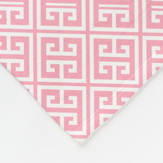 rosa griechisches Schlüsselmuster Fleecedecke (Ecke)