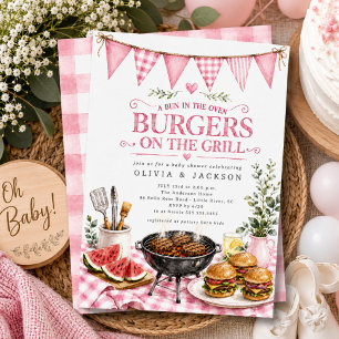 Rosa Grill-Burger-Baby-Shower-Einladung Einladung