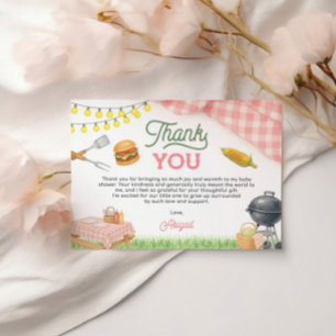 Rosa GRILLEN Kinderdusche 5x3.5 Dankeskarte