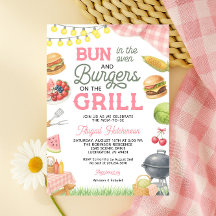 Rosa GRILLEN Kinderdusche Einladung - Bun in Oven