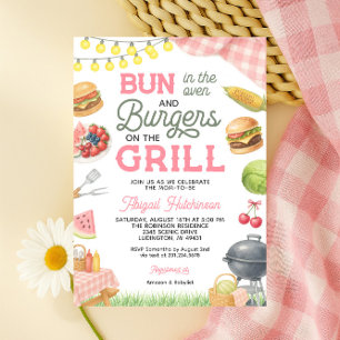 Rosa GRILLEN Kinderdusche Einladung - Bun in Oven