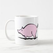 Rosa GRILLEN Schwein-Cartoon Kaffeetasse (Links)