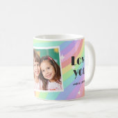 Rosa Groovy Boho Regenbogen Muttertags Kaffeetasse (VorderseiteRechts)