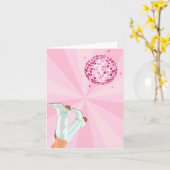 Rosa Groovy Boots Disco Karte (Gelbe Blume)