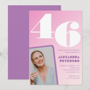 Rosa Groovy Einladungen zum 46. Geburtstag Retro-F
