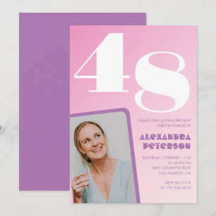 Rosa Groovy Einladungen zum 48. Geburtstag Retro-F