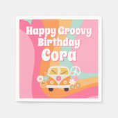 Rosa Groovy Geburtstag Serviette (Vorderseite)