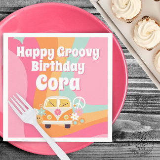 Rosa Groovy Geburtstag Serviette