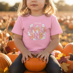 Rosa groovy gruseliger Einjähriger Geburtstag Mädc Baby T-shirt