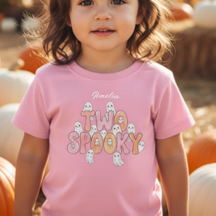 Rosa Groovy Two Spooky Mädchen 2. Geburtstag Geist Baby T-shirt