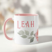 Rosa große Buchstaben Name Tassen Aquarell Blume