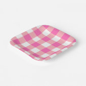 Rosa große Gingham-Karo-Kontrollkästchen Pappteller (Gewinkelt)