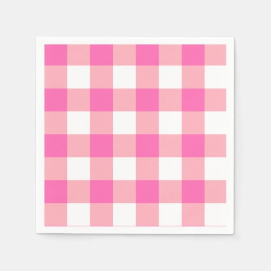 Rosa große Gingham-Karo-Kontrollkästchen Serviette (Vorderseite)