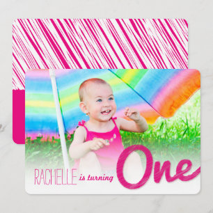 Rosa große Skizze Eins Geburtstagsfeier für ein Mä Einladung