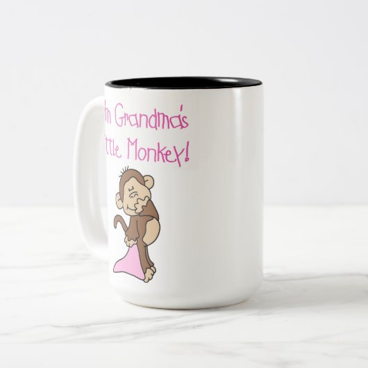 Rosa Großmutter-kleiner Affe Zweifarbige Tasse (Vorderseite Links)