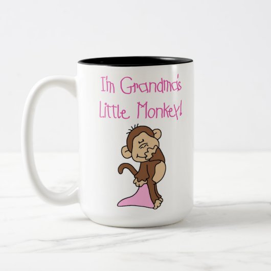 Rosa Großmutter-kleiner Affe Zweifarbige Tasse (Links)