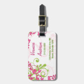 Rosa grün Abstrakte Blüte Personalisiert Gepäckanhänger (Vorderseite vertikal)