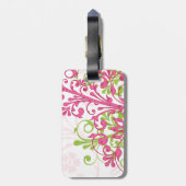Rosa grün Abstrakte Blüte Personalisiert Gepäckanhänger (Rückseite vertikal)