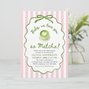 Rosa Grün Baby Wir lieben dich so sehr Matcha Baby Einladung