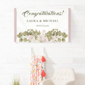 Rosa, grün, elegant Boho Style Wedding Bann Banner (Insitu)