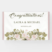 Rosa, grün, elegant Boho Style Wedding Bann Banner (Horizontal)