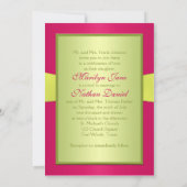 Rosa, grün, gelb, monogramm Hochzeitsempfang Einladung (Rückseite)