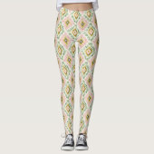 Rosa Grün Gelb Tribal Chic Leggings (Vorderseite)